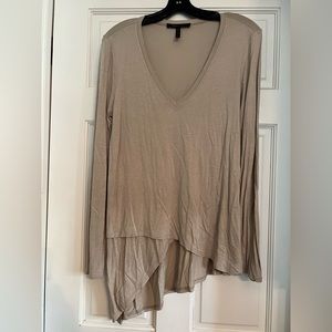BCBG beige v neck long sleeve.